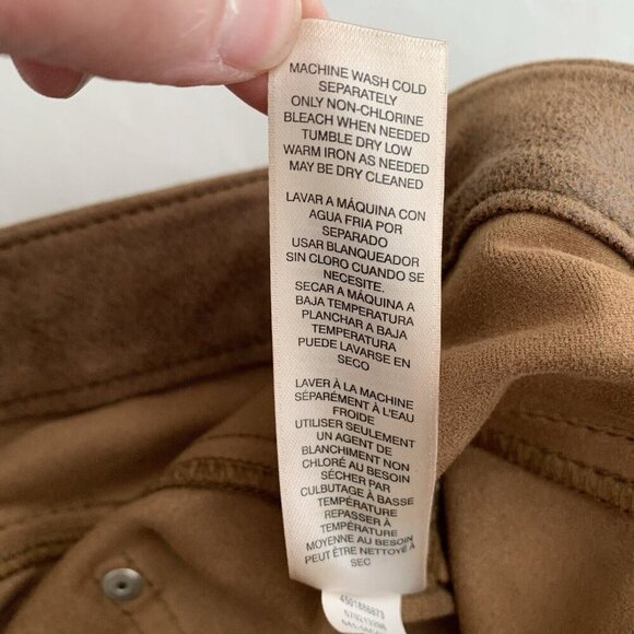 Chicos Faux-Suede 5-Pocket Slim Pants Size 3 US 16 Brown Stretch Flat Front - Picture 10 of 13